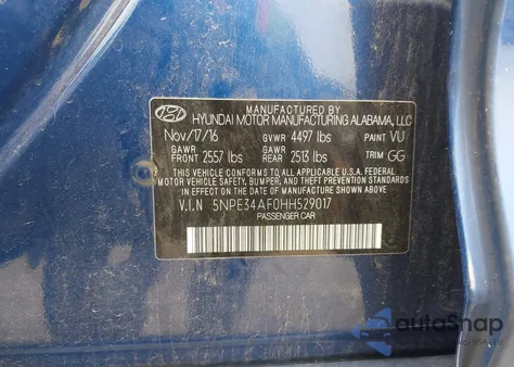 2017 Hyundai Sonata Limited из США, поврежденный, VIN 5NPE34AF0HH529017